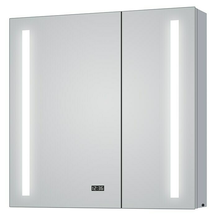 LED-Spiegelschrank Aluminio Sun (B x H: 80 x 70 cm, Mit Beleuchtung, Aluminium)