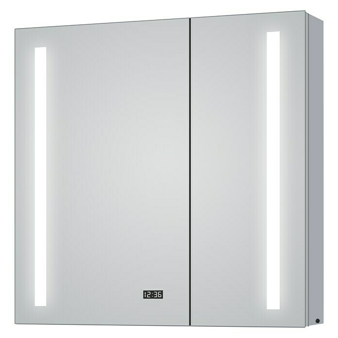 DSK LED-Spiegelschrank Aluminio SunB x H: 80 x 70 cm, Mit Beleuchtung, Aluminium Front View