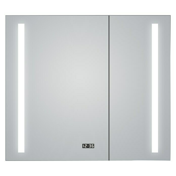Led-spiegelkast Aluminio Sun (b x h: 80 x 70 cm, Met verlichting, Aluminium)