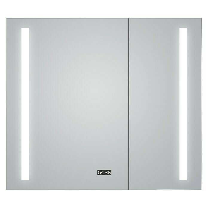 DSK LED-Spiegelschrank Aluminio SunB x H: 80 x 70 cm, Mit Beleuchtung, Aluminium Front View