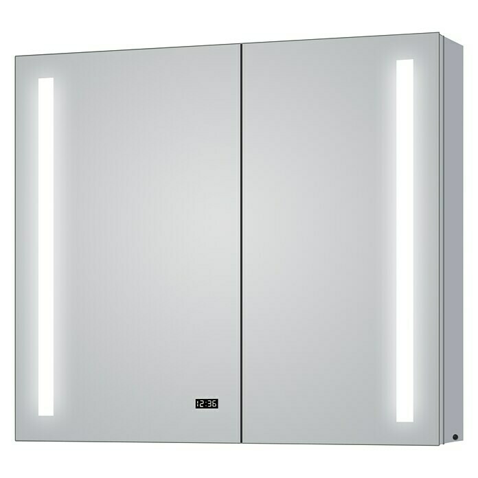 Led-spiegelkast Aluminio Sun (b x h: 100 x 70 cm, Met verlichting, Aluminium)