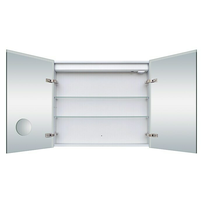 DSK LED-Spiegelschrank Aluminio StarB x H: 80 x 70 cm, Mit Beleuchtung, Aluminium, Silber Front View