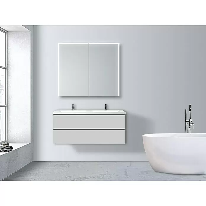 DSK LED-Spiegelschrank Aluminio Star - B x H: 80 x 70 cm, Silber - Stimmungsaufnahme