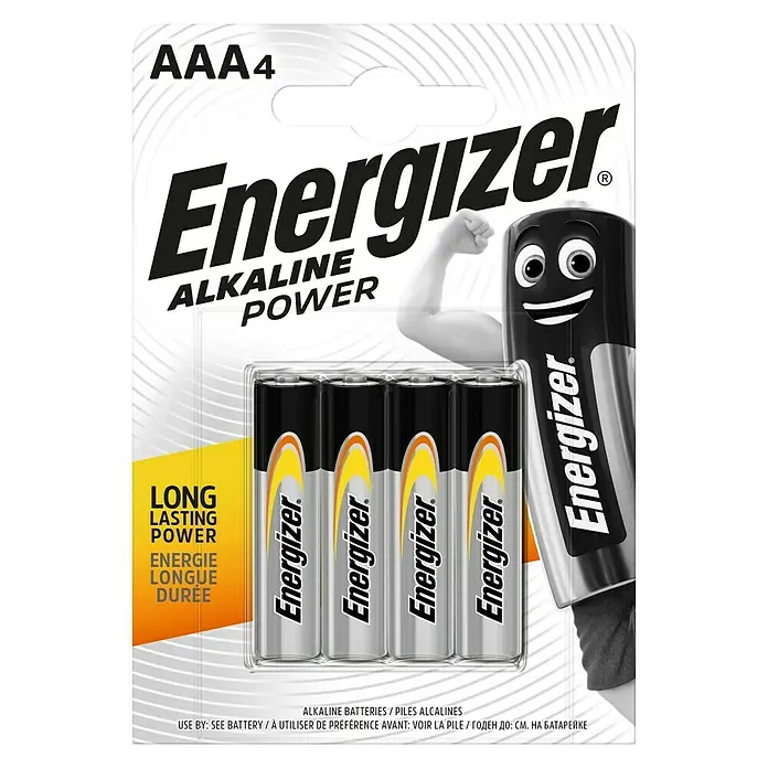 Energizer Batterie Micro AAA - 4 Stk., Micro AAA, 1,5 V - Packung mit vier Energizer AAA4 Alkaline-Batterien, bekannt für langanhaltende Energie und zuverlässige Leistung.