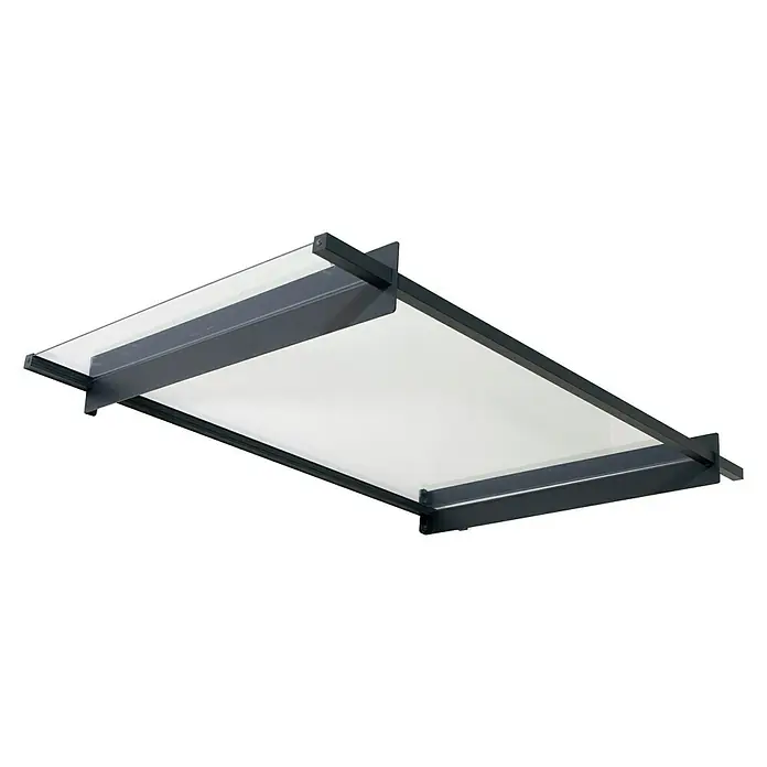 Solid Elements Pultvordach Louisa150,5 x 94 x 14 cm, Anthrazitgrau - Modern wirkende Deckenleuchte mit rechteckigem, schwarzem Rahmen und diffusem, weißem Licht. Perfekt für stilvolle Innenräume.