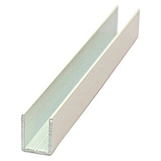 Perfil en U rectangular (L x An x Al: 200 cm x 10 mm x 15 mm, Aluminio, Blanco)