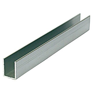 Perfil en U rectangular (L x An x Al: 200 cm x 10 mm x 15 mm, Aluminio, Cromo)