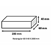 Tubo rectangular de compensación (L x An x Al: 200 x 60 x 40 cm, Aluminio, Blanco)