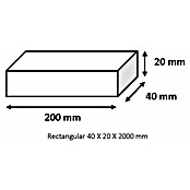 Tubo rectangular de compensación (L x An x Al: 200 x 40 x 20 cm, Aluminio, Cromo)