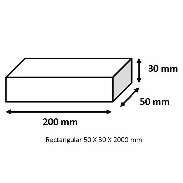 Tubo rectangular de compensación (L x An x Al: 200 x 50 x 30 cm, Aluminio, Cromo)