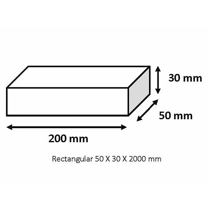 Tubo rectangular de compensación - L x An x Al: 200 x 5 x 3 cm, Blanco - Ilustración de un prisma rectangular de 50 x 30 x 2000 mm, escalado a 200 mm en la imagen.