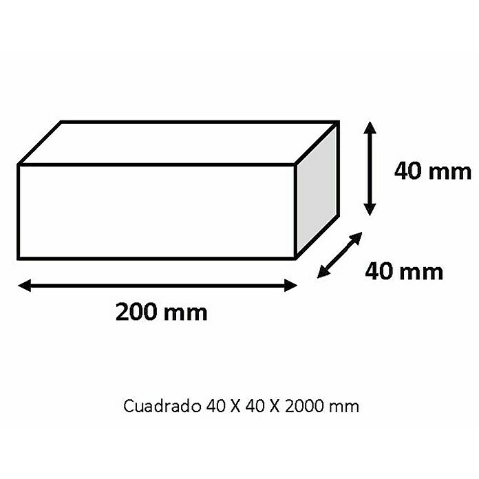 Tubo cuadrado de compensación (L x An x Al: 200 x 40 x 40 cm, Aluminio, Cromo)