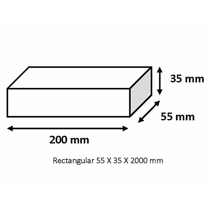 Tubo rectangular de compensación (L x An x Al: 200 x 55 x 35 cm, Aluminio, Cromo)