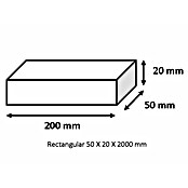 Tubo rectangular de compensación (L x An x Al: 200 x 50 x 20 cm, Aluminio, Cromo)