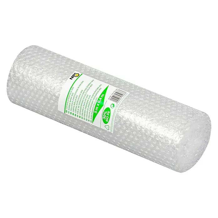Nips Luftpolsterfolie Bio - L x B: 5 x 0,4 m, Transparent - Bubble Wrap Rolle aus BIO Material von NIPS, 5m x 0,4m. Ideal für den sicheren Transport empfindlicher Gegenstände.