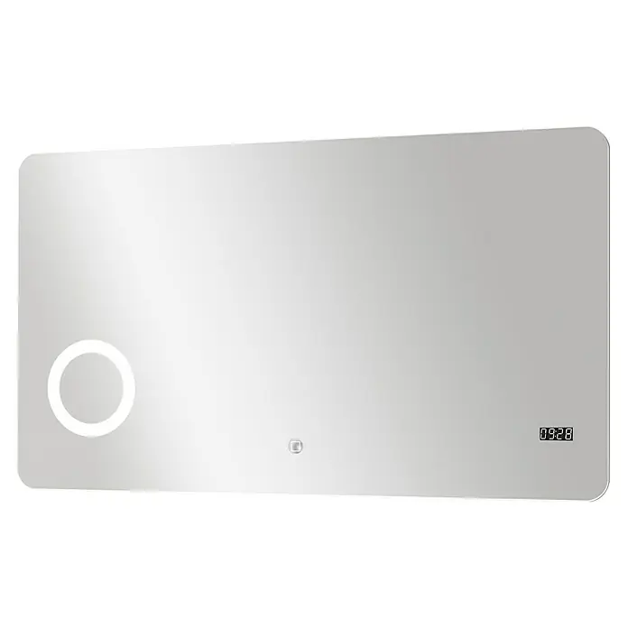 DSK Lichtspiegel Silver Shadow - 120 x 70 cm - Ein rechteckiger Badezimmerspiegel mit LED-Beleuchtung und einer Digitaluhr. Das moderne Design passt perfekt in jedes Badezimmer.