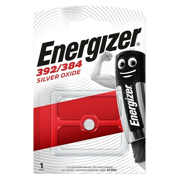 Energizer Knopfzelle 392/384Silberoxid-Zink, SR41, 1,55 V, 1 Stk. Front View