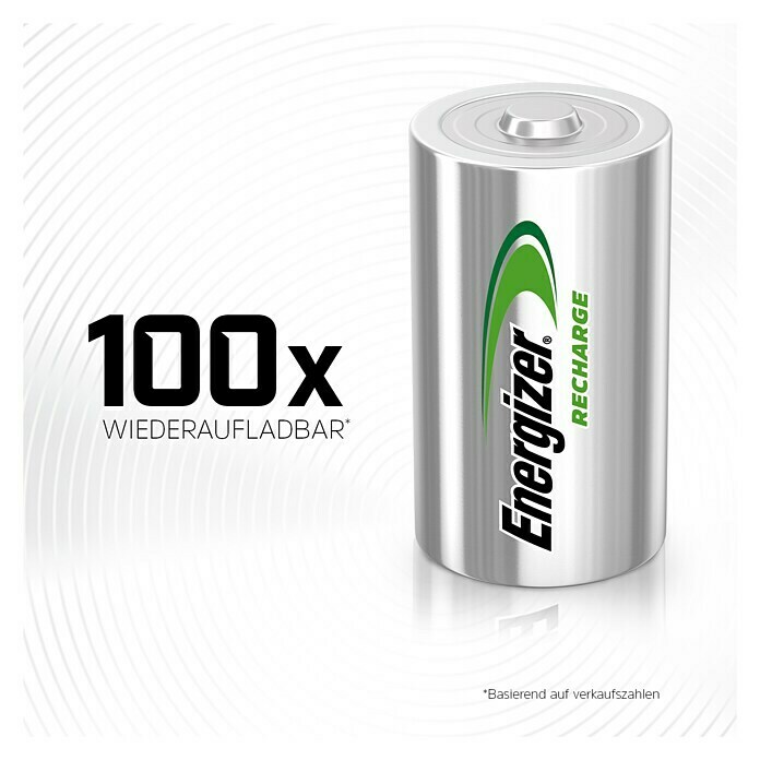 Energizer Rechargeable PowerPlus AkkuMono D, 2.500 mAh, Nickel-Metallhydrid, 2 Stk. Use Shot