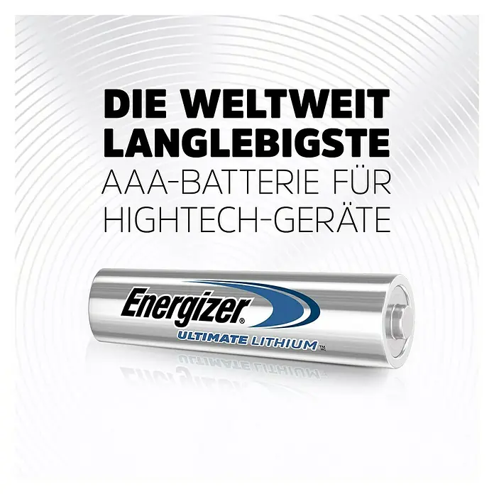 Energizer Batterie Ultimate Lithium - Micro AAA, 1,5 V, 4 Stk. - Abbildung einer Energizer Ultimate Lithium AAA-Batterie.