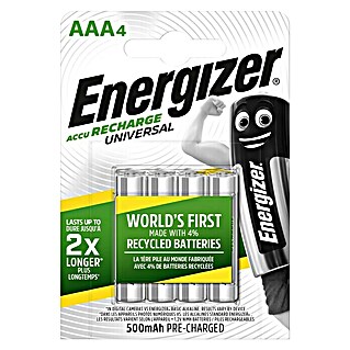 Energizer Akku Rechargeable Universal Micro AAA (Micro AAA, 500 mAh, 1,2 V, 4 Stk.)