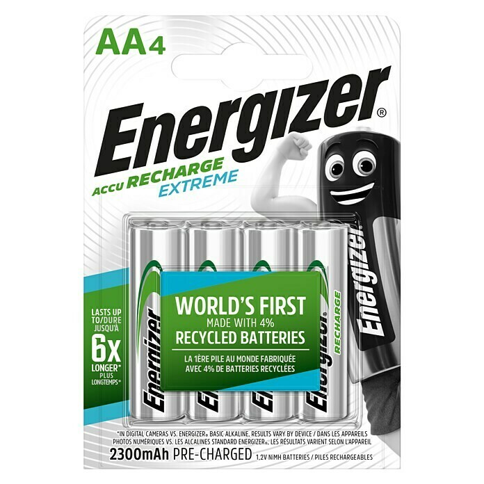 Energizer Akku Rechargeable Extreme AAMignon AA, 1,2 V, 4 Stk. Front View