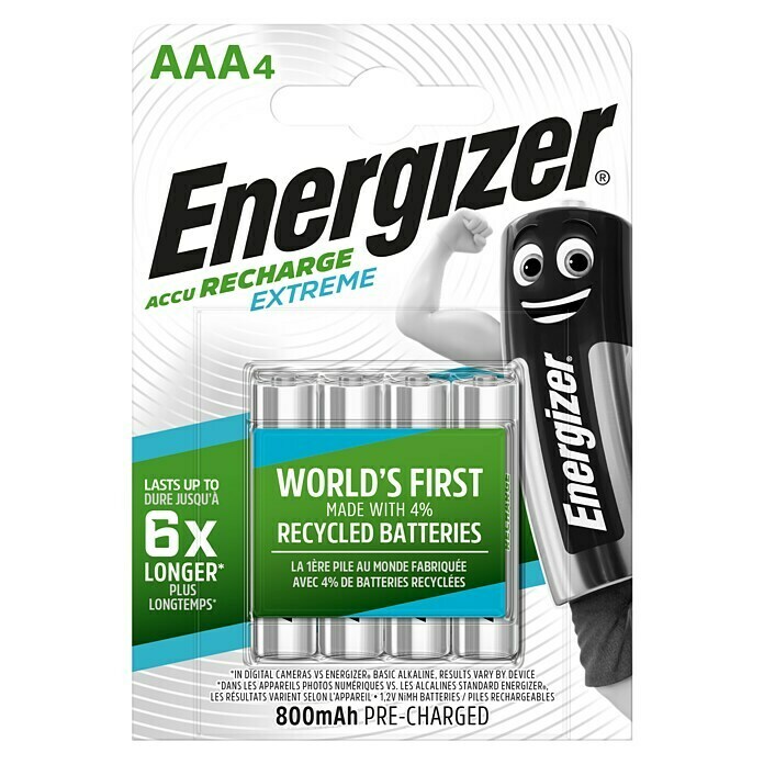 Energizer Akku Rechargeable Extreme Micro AAAMicro AAA, 1,2 V, 4 Stk. Front View