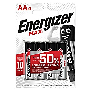 Energizer Max Alkaline-Batterie (Mignon AA, Alkali-Mangan, 4 Stk.)