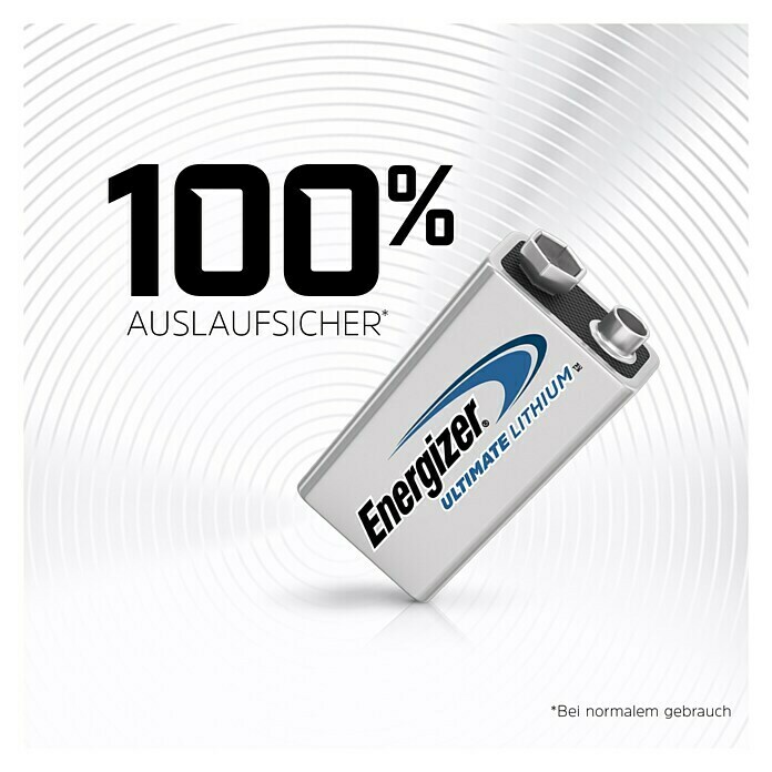 Energizer Ultimate Lithium Batterie9-Volt-Block, 6LR61, Lithium, 1 Stk. Use Shot