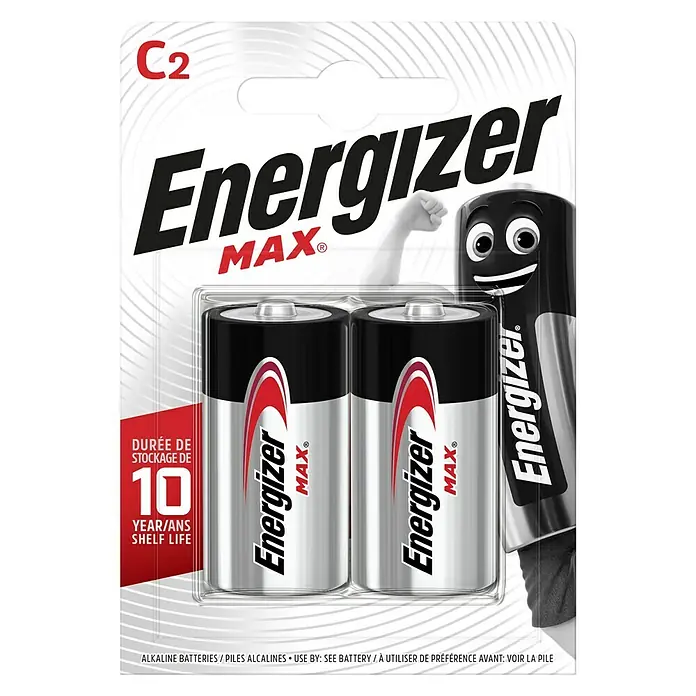 Energizer Batterie Max C - Baby C, 1,5 V - Eine Doppelpackung Energizer Max C2-Batterien, die zuverlässige Energie für verschiedene Geräte liefern.\n