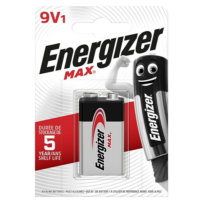 Energizer Batterie Max 9-Volt-Block9-Volt-Block, 9 V, 1 Stk. Front View