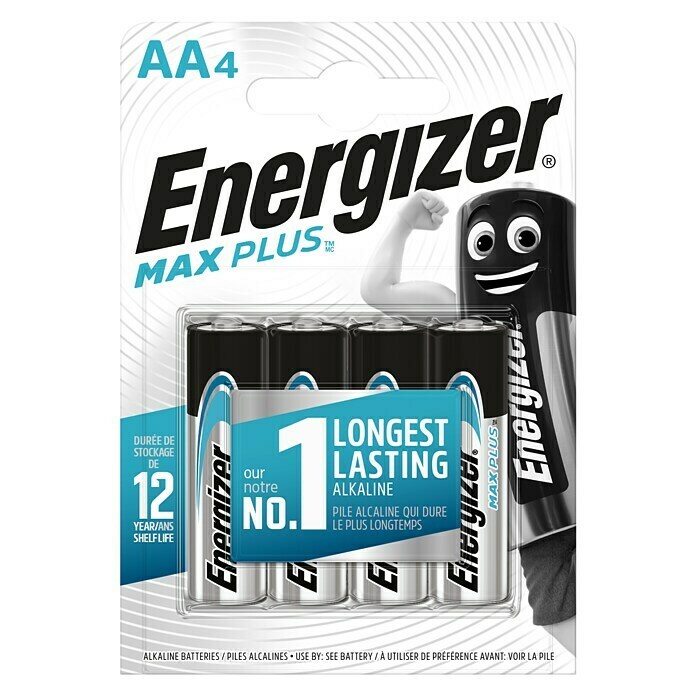 Energizer Batterie Max PlusMignon AA, Alkali-Mangan, 1,5 V, 4 Stk. Front View