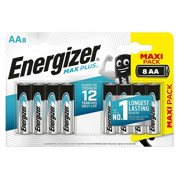 Energizer Batterie Max PlusMignon AA, Alkali-Mangan, 1,5 V, 8 Stk. Front View