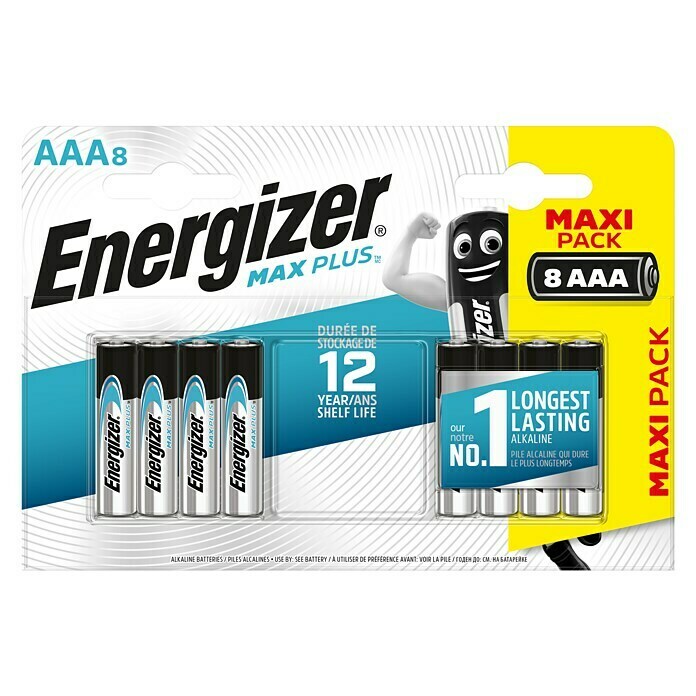 Energizer Batterie Max PlusMicro AAA, Alkali-Mangan, 1,5 V, 8 Stk. Front View