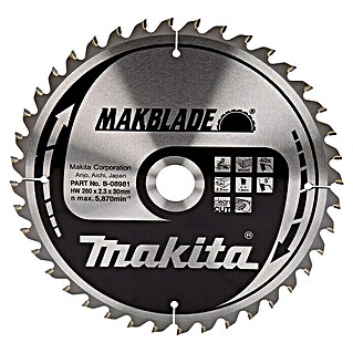 Makita Disco de sierra Makblade (260 mm, Orificio: 30 mm, 40 dientes)