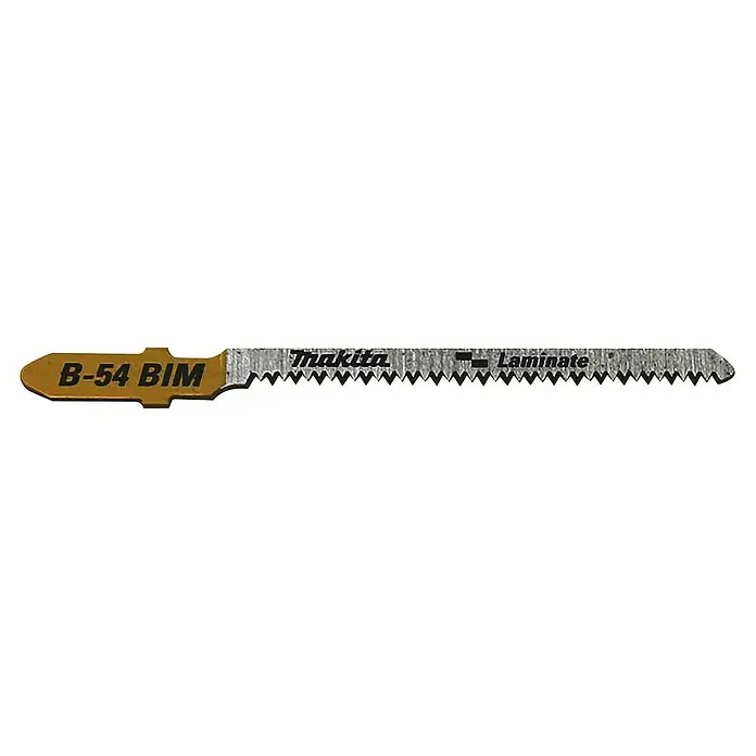 Makita Hoja de sierra de calar B-10986 - Laminado, Vástago en T - Hoja de sierra de calar Makita B-54 BIM para laminado, ideal para cortes limpios y precisos en suelos laminados.