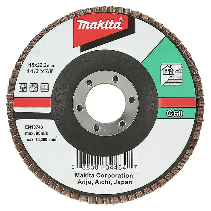 Makita Disco de corte - Ø x Es: 115 x 1,5 mm, Orificio: 22,23 mm - Disco de rectificado Makita, que mide 115x22,2 mm, con un tamaño de grano de C60, perfecto para tareas de rectificado.