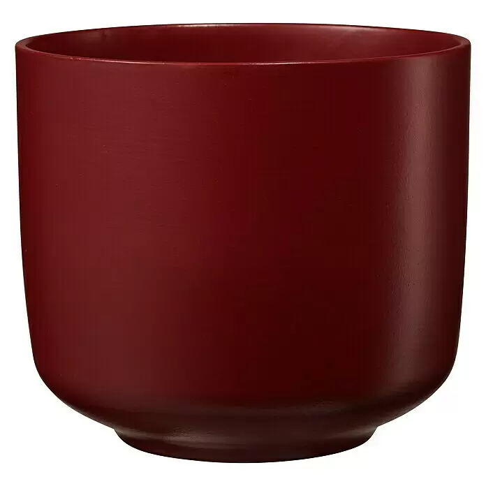 Soendgen Keramik Bari Übertopf rund - Außenmaß (Ø x H): 13 x 12 cm, Weinrot, Keramik, Matt
