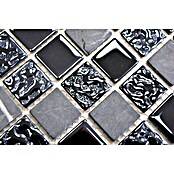 Mosaikfliese Crystal Mix CM M462 (32,7 x 30,2 cm, Schwarz, Glänzend)