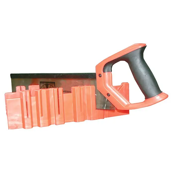 Caja y cortador de ingletes - Longitud de hoja: 310 mm - Sierra de inglete con sierra de mano. Se utiliza para cortar con precisión madera, plástico y otros materiales.