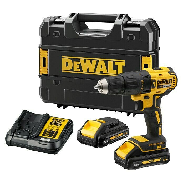 Dewalt XR Akku-Schlagbohrschrauber DCD778L2T18 V, 2 Akkus, 3 Ah, Leerlaufdrehzahl: 0 U/min - 1.750 U/min Front View