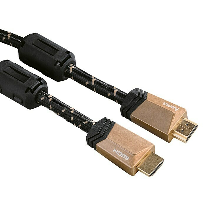 Hama HDMI-Kabel3,5 m, Bronze Coffee, 18 Gbit/s, Vergoldete Kontakte Front View