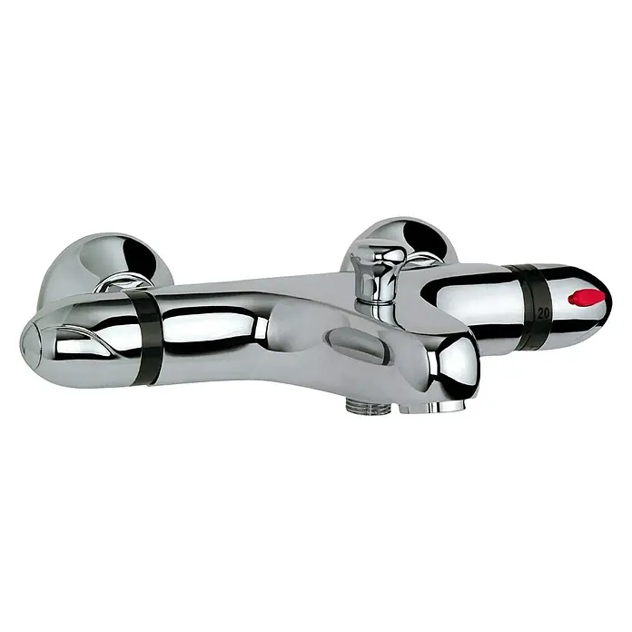 Camargue Calios Grifo termostático de bañera - Cromo - Grifo termostático de ducha cromado brillante con control de temperatura y diseño elegante para baños modernos.