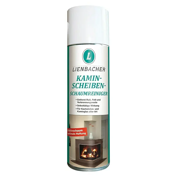 Lienbacher Ofenglasreiniger - 300 ml - Eine Dose Lienbacher Kaminscheiben-Schaumreiniger. Der Reiniger entfernt Ruß, Fett und Verbrennungsreste von Kamin- und Kachelofenglas.