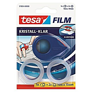 Tesa Mini-Abroller crystal clear (Länge: 10 m, 1 x Kleinroller, 2 x Rollen  je 10 m x 19 mm, Kristallklar)