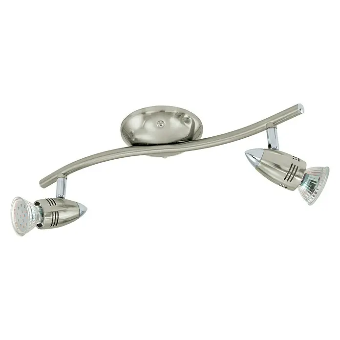 Eglo LED-Deckenstrahler MAGNUM-LED - 6 W, Nickel-matt/Chrom, Warmweiß, 2 Stk. - Silberne 2-flammige Deckenleuchte mit gebogener Stange und modernen Strahlern für stilvolle Beleuchtung.