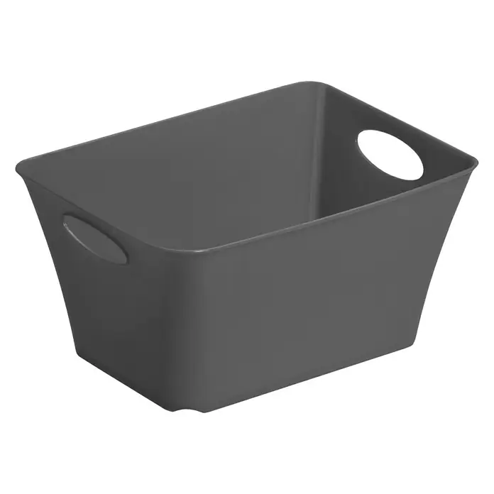 Rotho Aufbewahrungsbox Living - L x B x H: 18 x 13,4 x 9 cm, Kunststoff, Anthrazit - Grauer Kunststoffbehälter mit abgerundeten Griffen, ideal zur Aufbewahrung verschiedener Gegenstände.