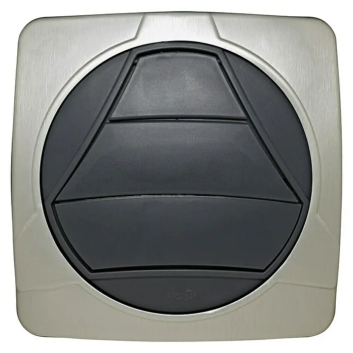 OptimAIRo Jalousieklappe R-125 F - Durchmesser Anschlussstutzen: 125 mm, Magnetische Rückstauklappe, Anthrazit/Bronze - Quadratische Opti-flow-Deckenventilation mit gebürstetem Nickelrahmen und zentralem Luftstromverteiler in elegantem Schwarz.