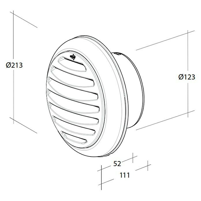 OptimAIRo Außengitter (Durchmesser Anschlussstutzen: 125 mm, Magnetische Rückstauklappe, Anthrazit/Bronze)