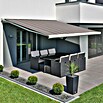 Deyo Limassol Vollkassettenmarkise (Grau/Bordeaux/Weiß, Farbe Rahmen: Weiß, Breite: 3,5 m, Ausfall: 3 m)