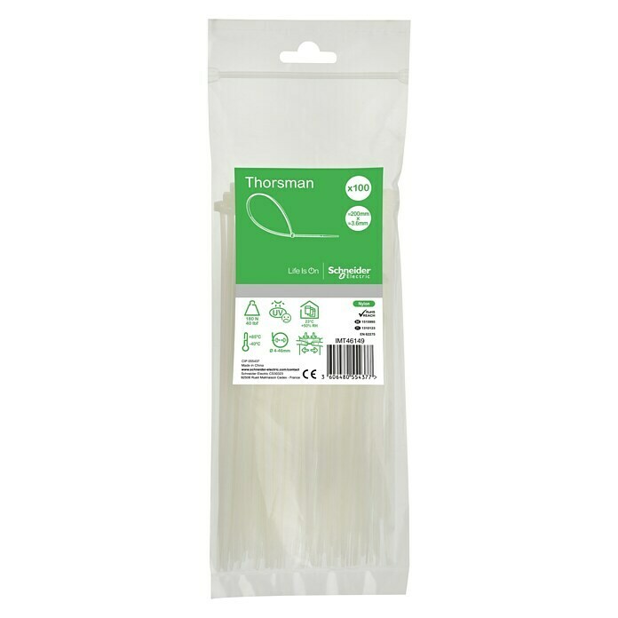 Schneider Electric Vezice za kable  (200 x 3,6 mm, 100 kos) | 3298 - Kabelbinder | CBED - Befestigungstechnik | CBE - Kabel und Zubehör | CB - Elektroinstallation | C - Elektro | BAUHAUS